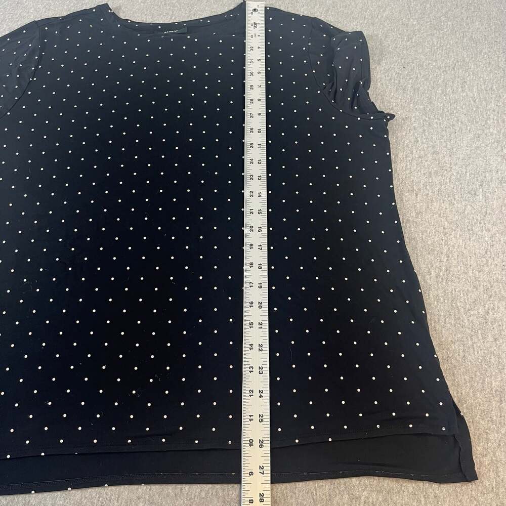 Alfani Black Polka Dot Short Sleeve Layered Hem Top Size XL #45-12 - Picture 3 of 8